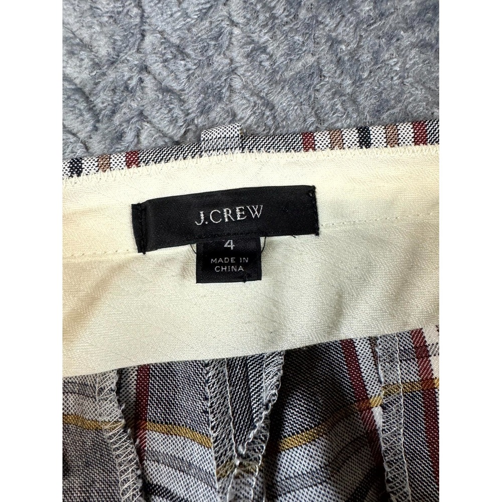 J Crew Cropped Pants Womens 4 Gray‎ Plaid Stretch Slash Pockets Casual Work - Picture 7 of 9